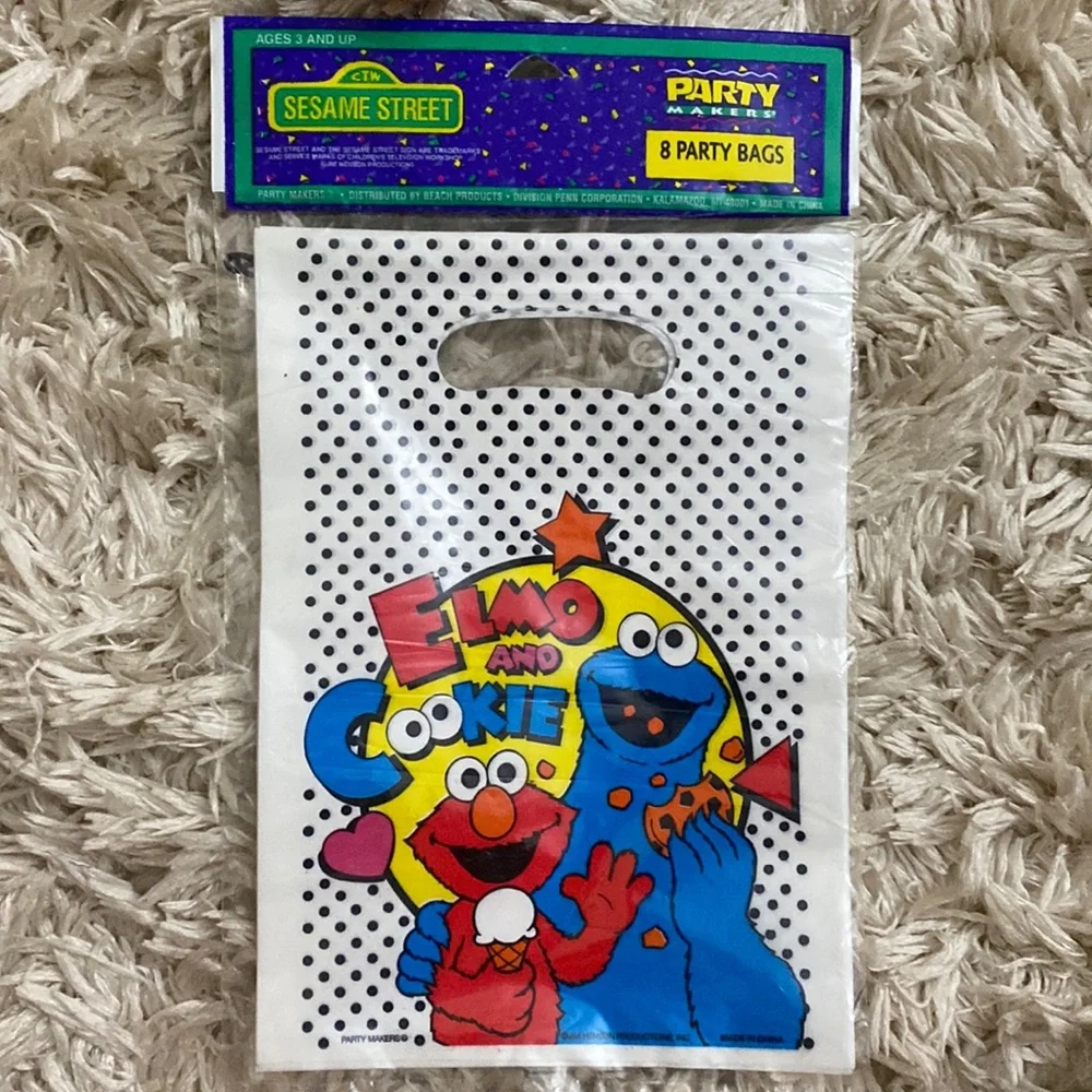 Vintage Sesame Street Party Bags Elmo and Cookie Monster